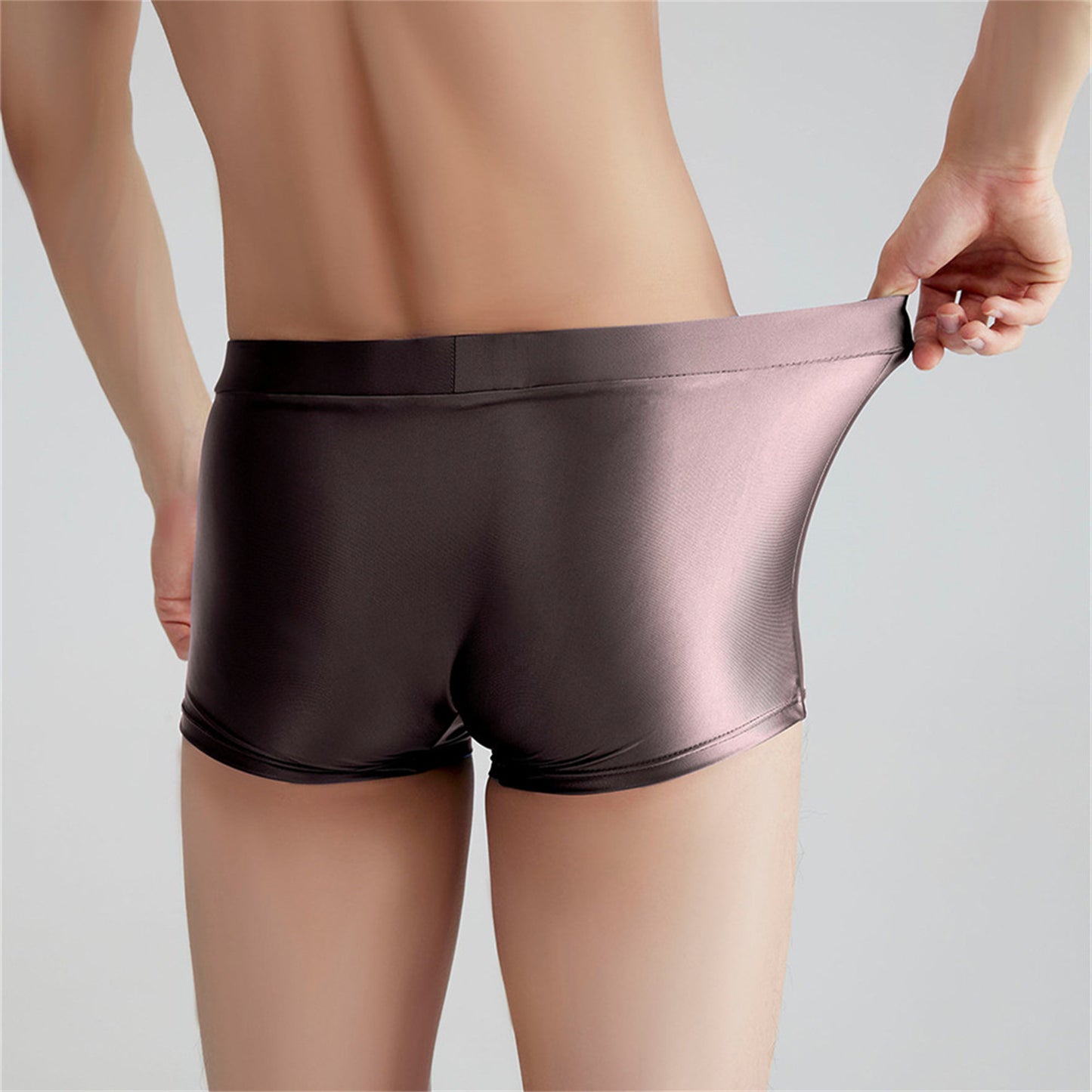 Men's Fashion Breathable High Shine Spandex Sports Ice Silk Boxer Briefs