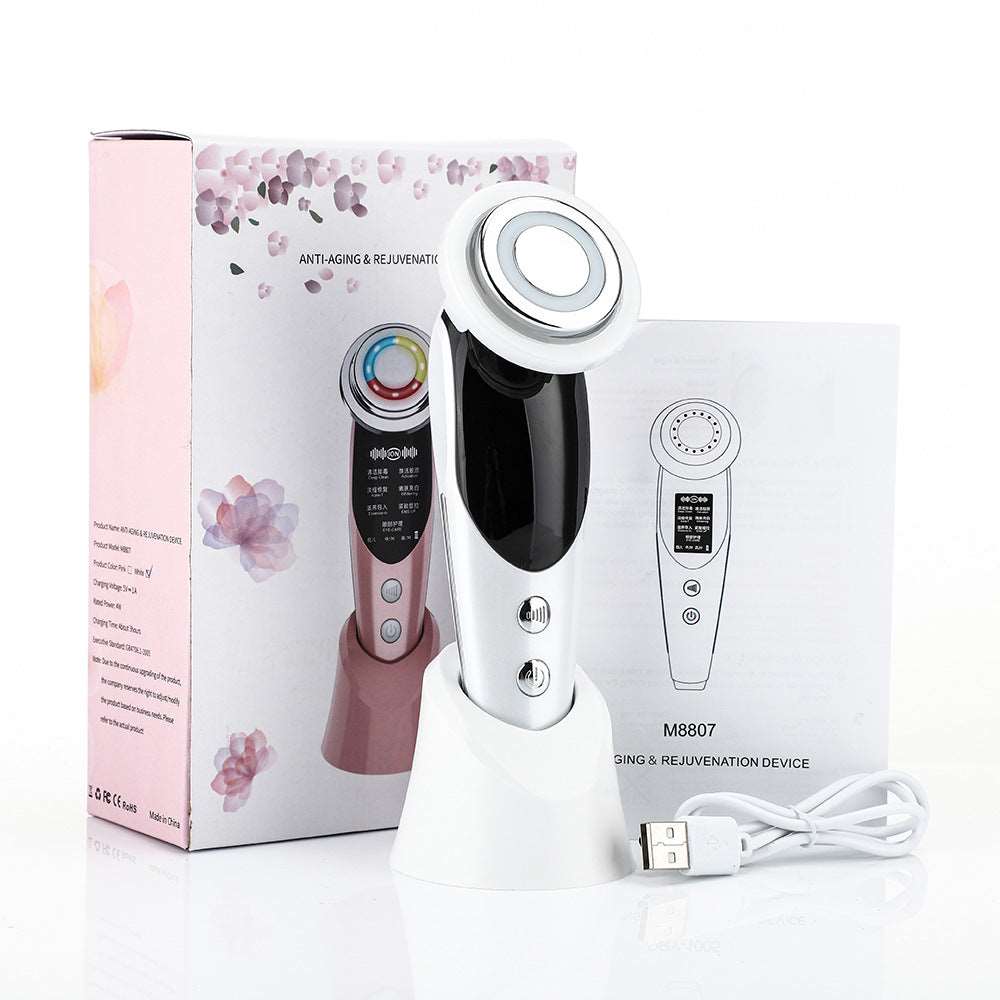 7-in-1 Facial Massager EMS Micro-current Color Light Vibration LED 