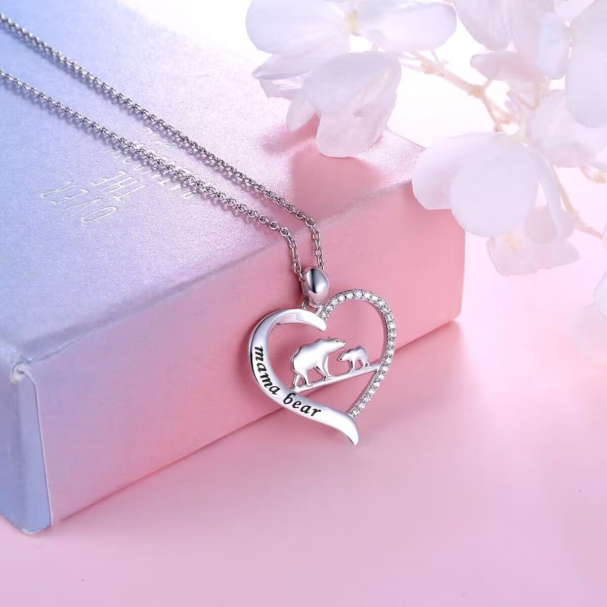 New Peach Heart Letter Mother Bear Necklace - Fashion Gift