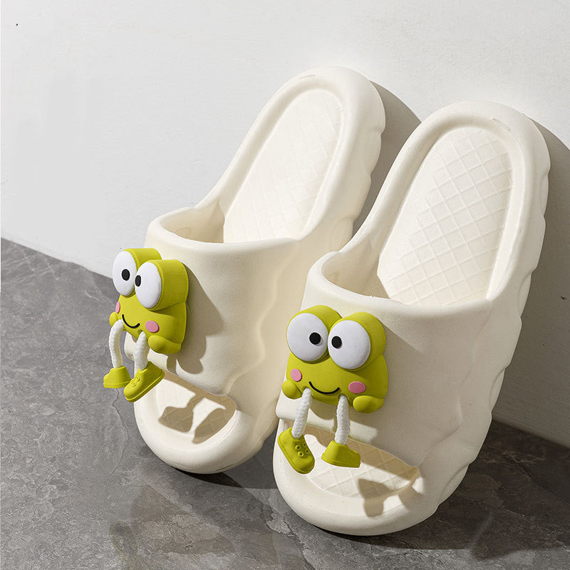 New Cartoon Frog Slippers Indoor Soft Soled Non-slip Floor Bathing Slipper For Women House Shoes Summer Couple Slippers