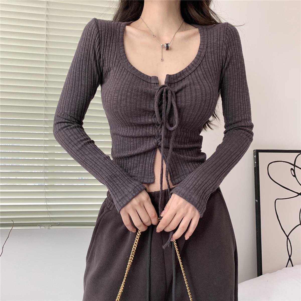 Fashion Ladies Bow Long Inner Bottoming Shirt