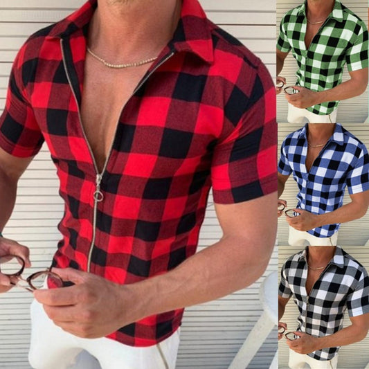 Shirt Mens Zipper Short Sleeve Shirts Summer Men Clothing