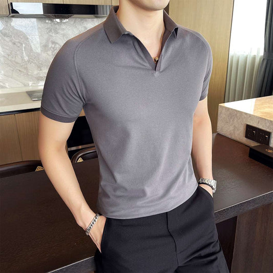 Black V-neck Short Sleeved Men's Style