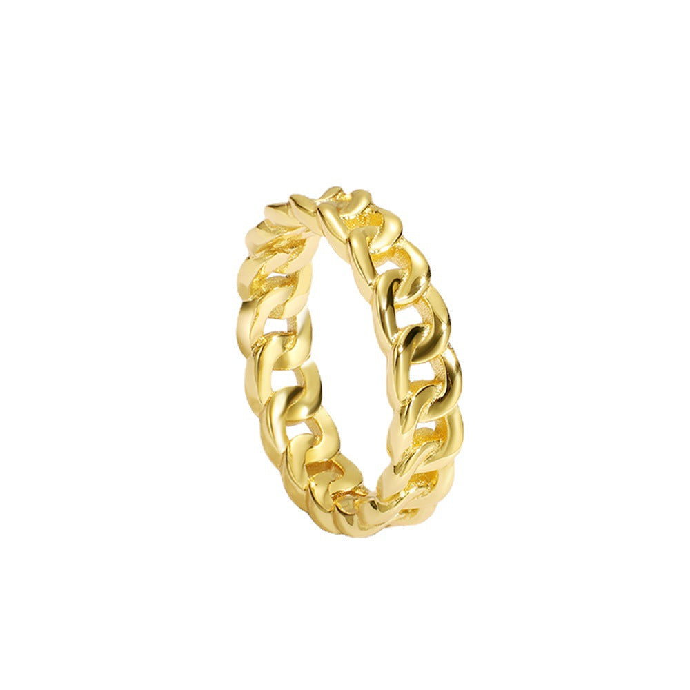 European And American Metal Gold Rope Ring Geometric Wind Twist Chain