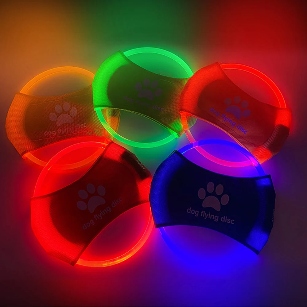 Dog Flying Discs Light Glowing LED Luminous Training Interactive Toys Game