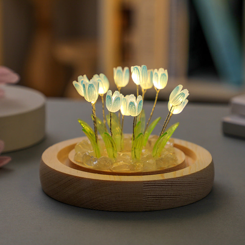 Handmade Tulip Night Light Heat Shrinkable Film for DIY Bedside Decor