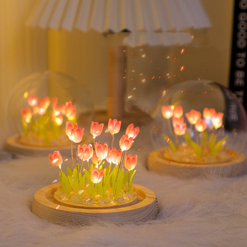 Handmade Tulip Night Light Heat Shrinkable Film for DIY Bedside Decor