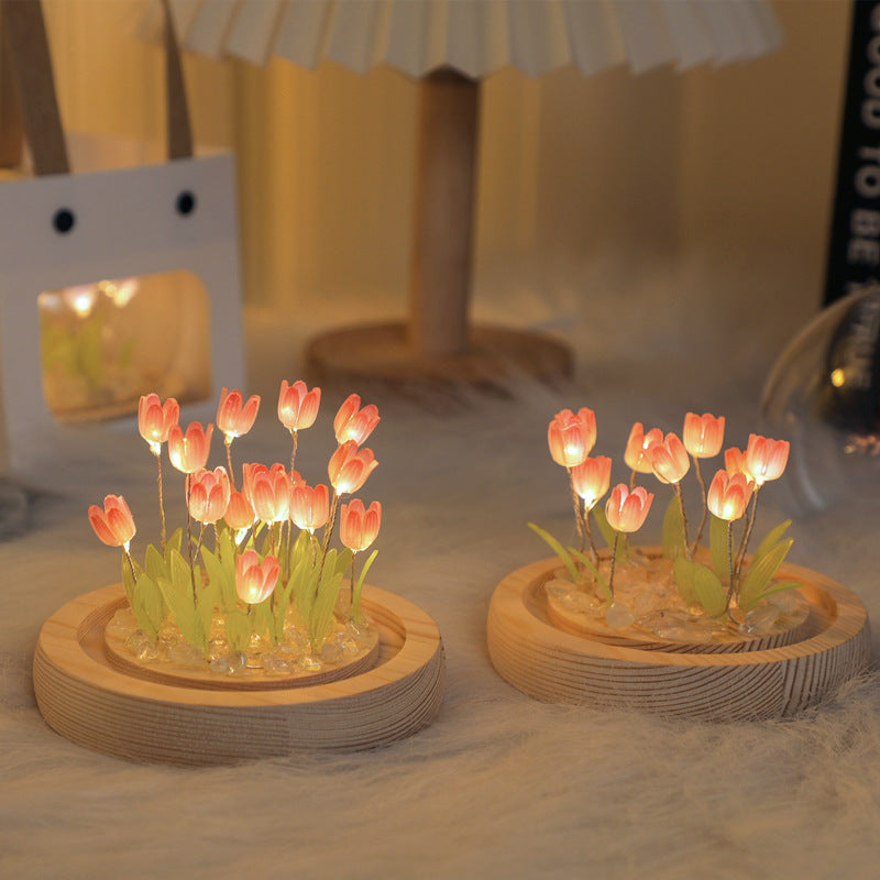 Handmade Tulip Night Light Heat Shrinkable Film for DIY Bedside Decor