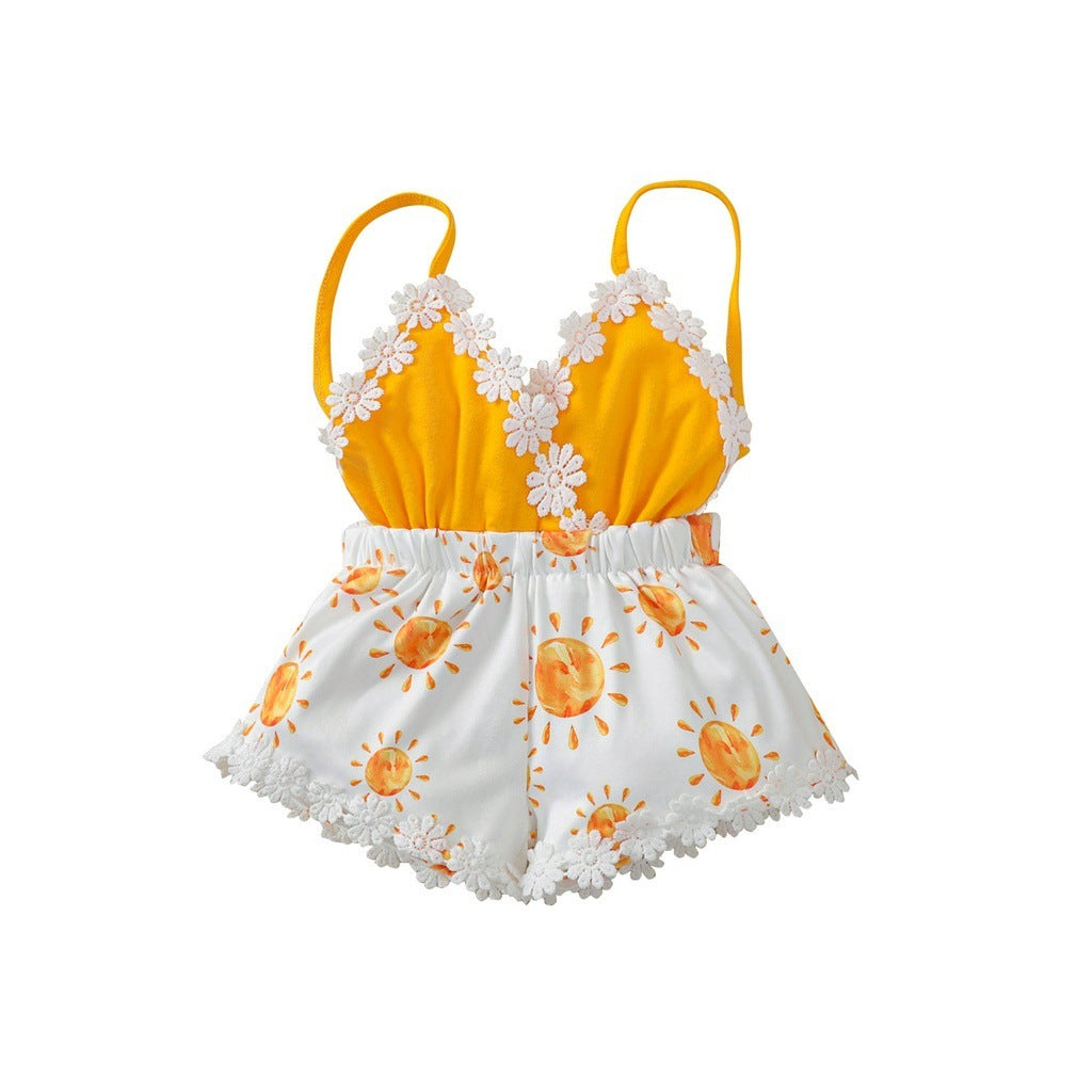 Girls Suspender Bodysuit Sunflower Lotion