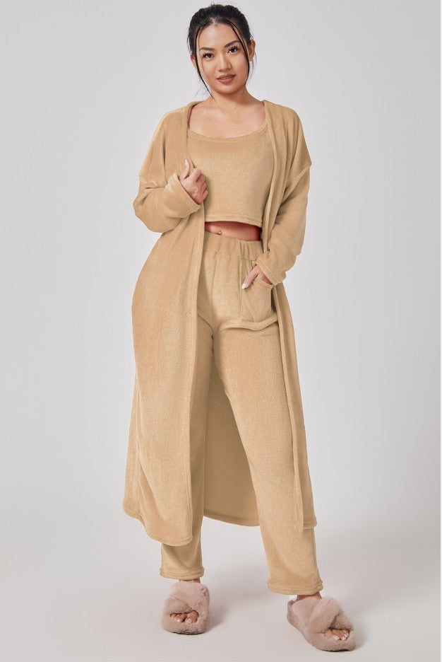 Cozy 3 Piece Pajama Set Cute Loungewear Matching Suit for Women