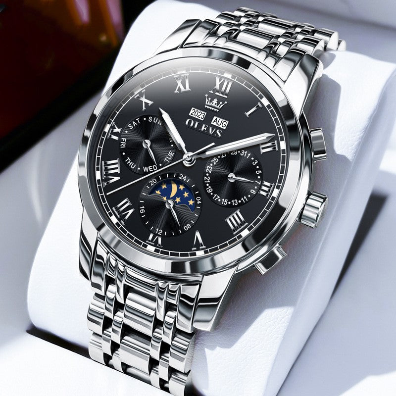 Multifunctional Moon Phase Automatic Mechanical Watch Waterproof Watch