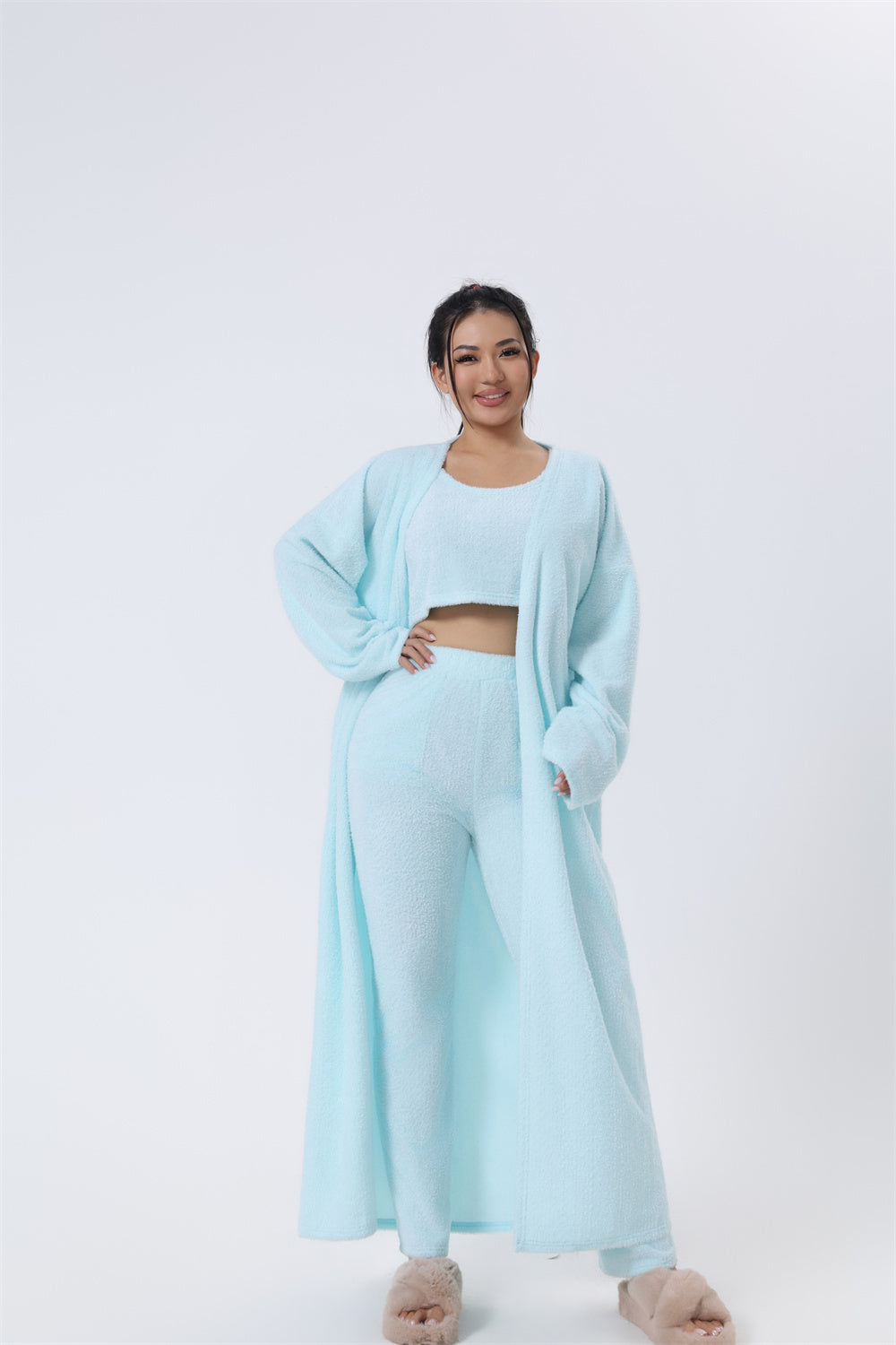 Cozy 3 Piece Pajama Set Cute Loungewear Matching Suit for Women