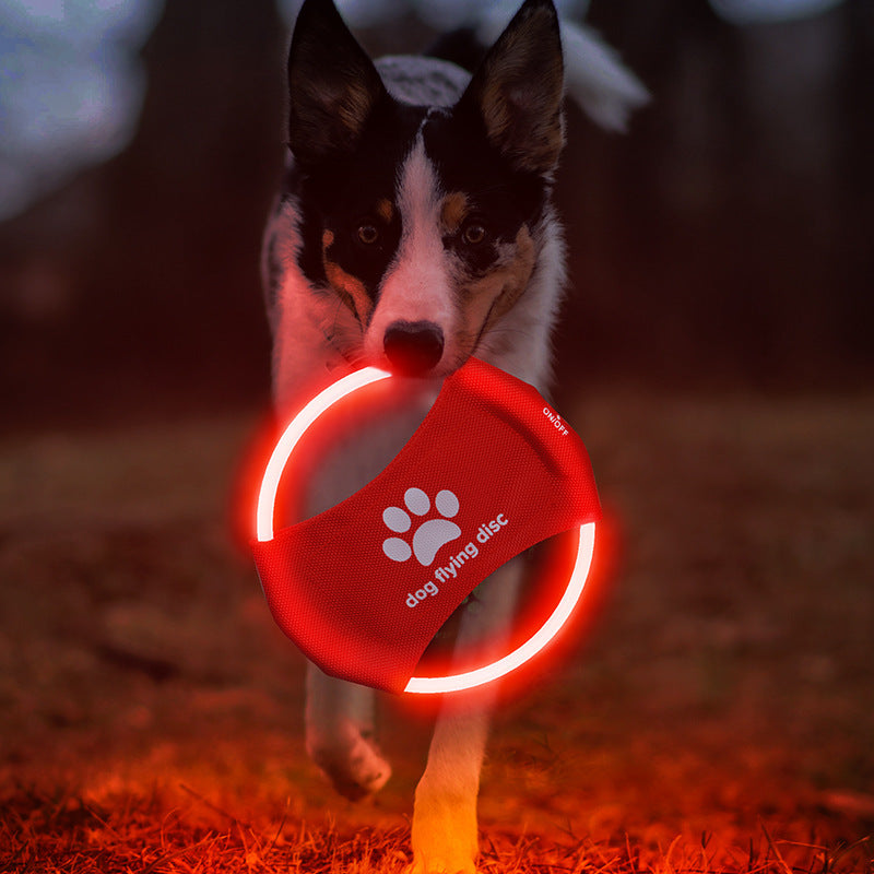 Dog Flying Discs Light Glowing LED Luminous Training Interactive Toys Game