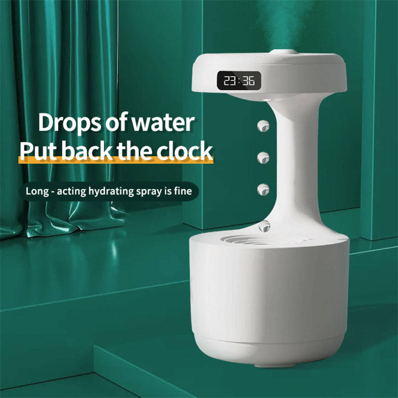 Anti-Gravity Bedroom Humidifier with Clock and Drop Water Diffuser