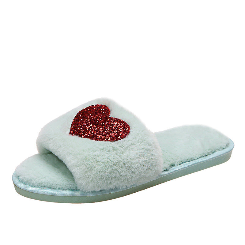 Women's Love Flat Warm Plush Slippers