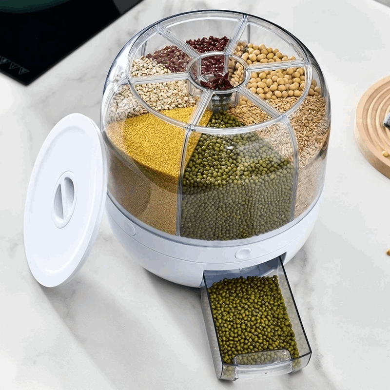 360 Rotating Sealed Rice Dispenser for Large Food Storage Kitchen