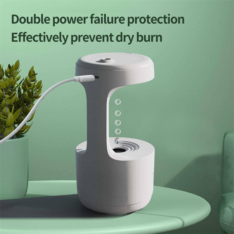 Anti-Gravity Bedroom Humidifier with Clock and Drop Water Diffuser