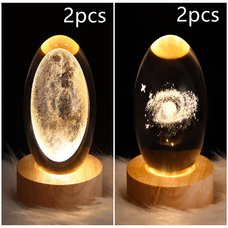 LED Night Light Galaxy Crystal Ball Table Lamp Bedroom Home Decor