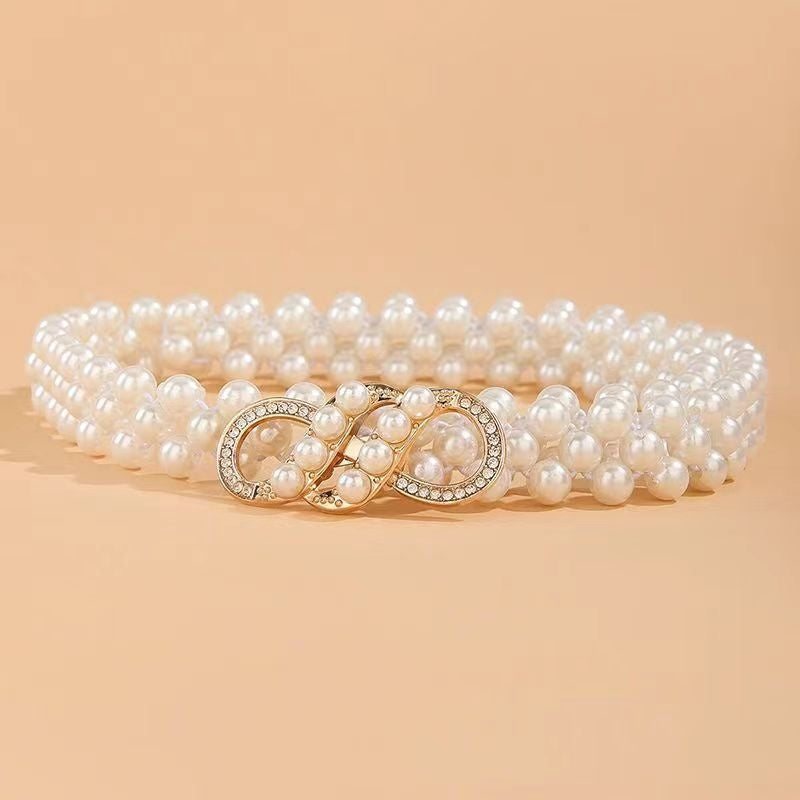 Fashion Jewelry Women's White Pearl Waist Chain Decoration