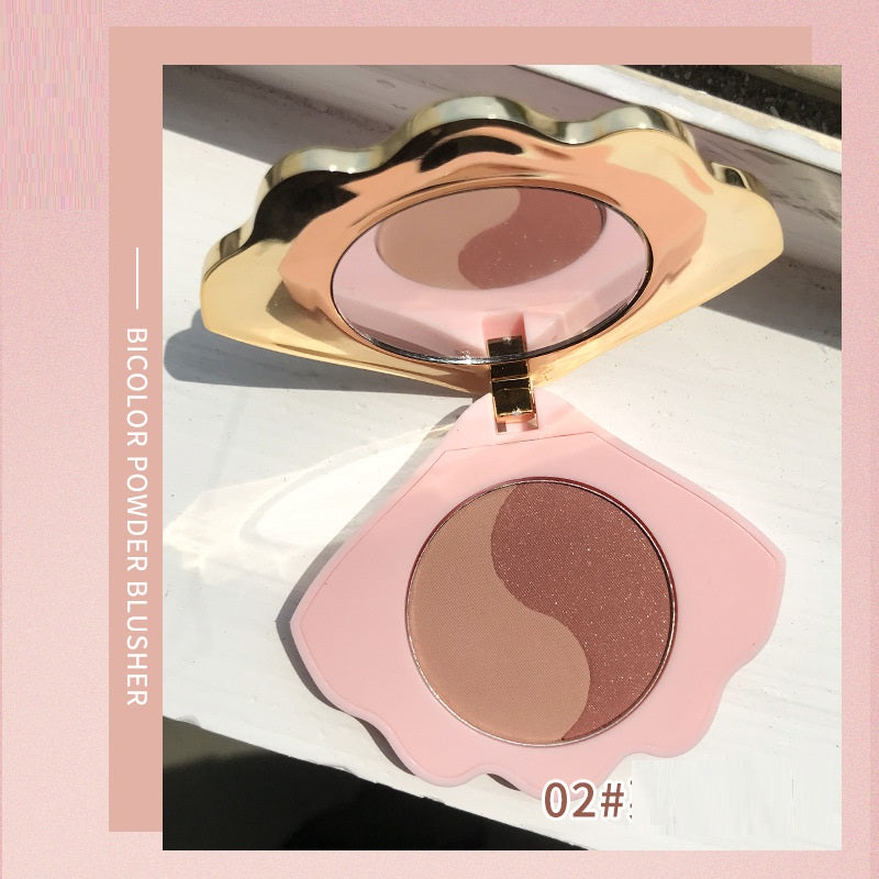 Makeup Shell Double Color Mirror Powder Blusher