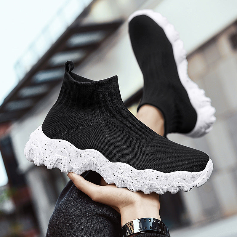 Solid Color High Tube Slip-on Shoes Platform Lazy Shoes