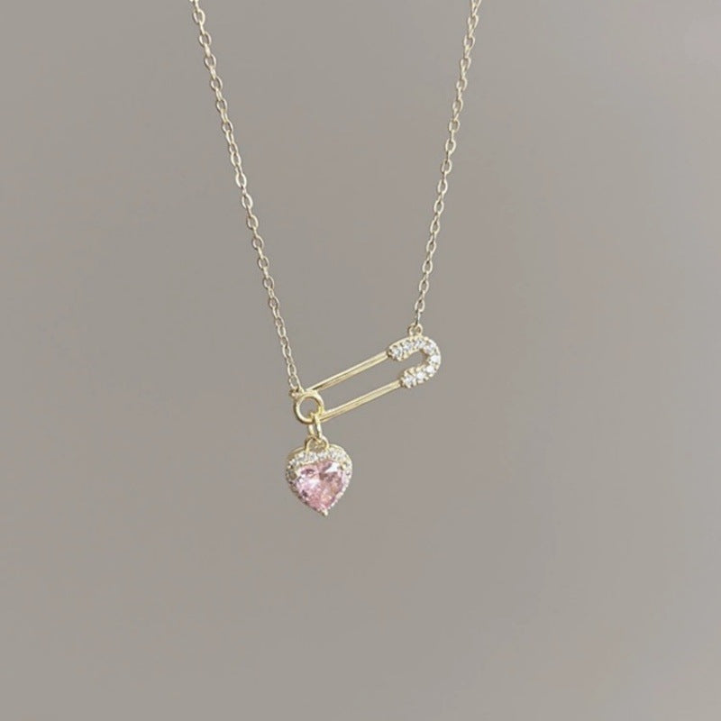 Elegant Heart Pin Necklace - Light Luxury with Advanced Design