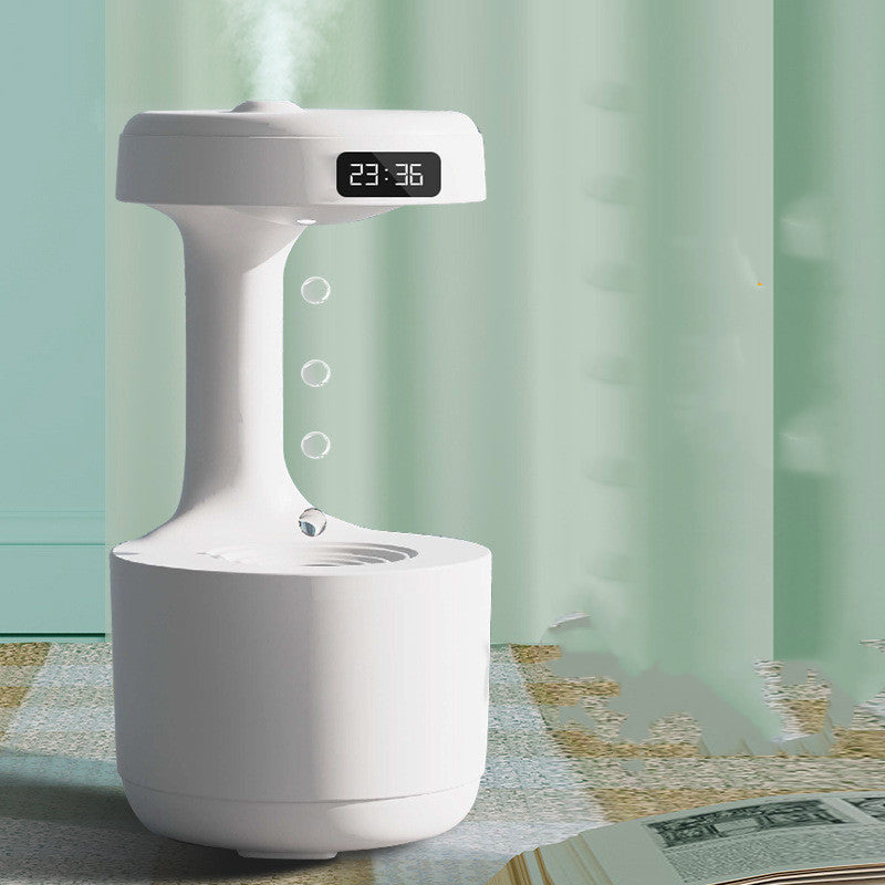 Anti-Gravity Bedroom Humidifier with Clock and Drop Water Diffuser