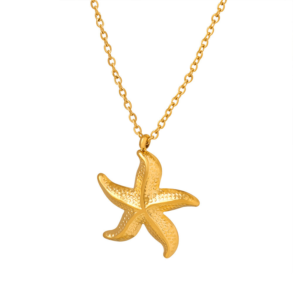 Fashion Vacation Style Niche Necklace Starfish Pendant 18K Gold Non-fading