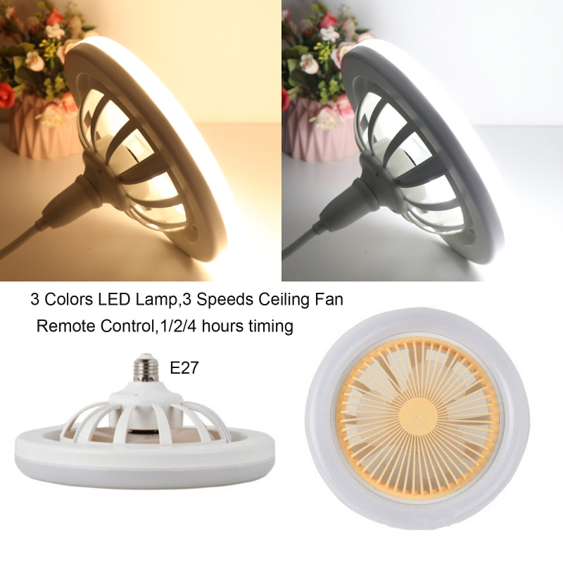 26cm Round Remote Control Ceiling Fan With E27 30W LED Lamp Hanging Fan