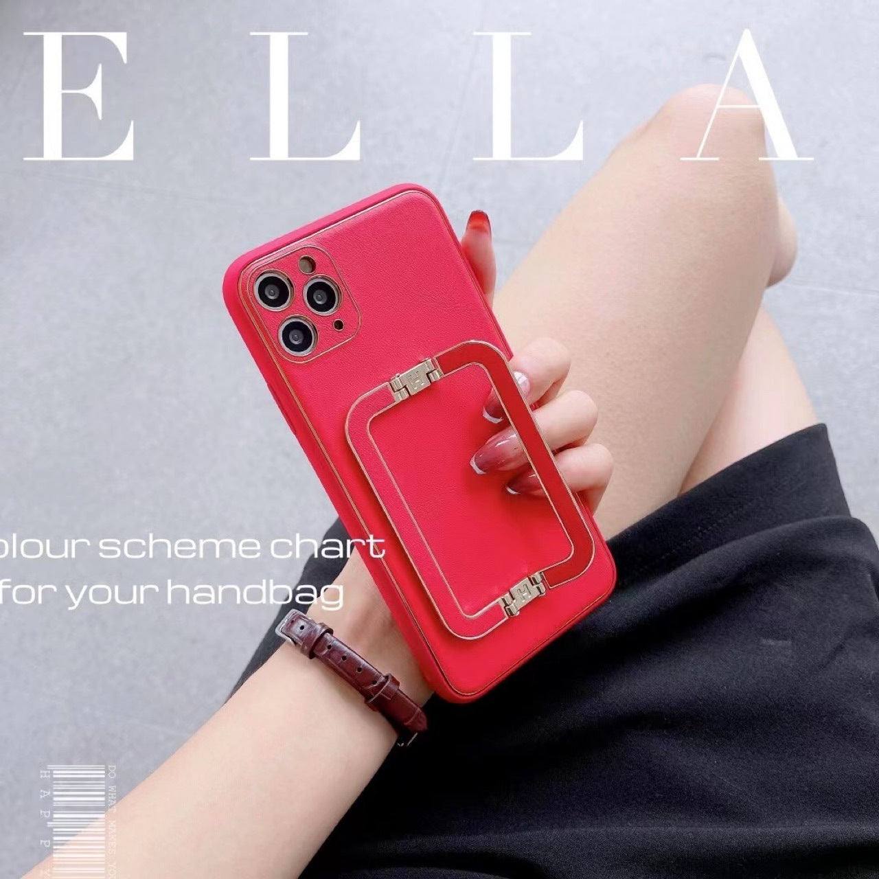 Mobile Phone Shell Leather Grain All-inclusive Lens Wristband Holder