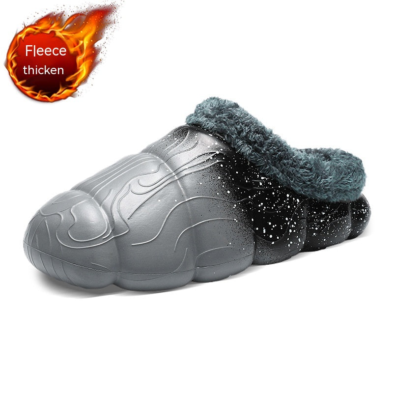 Home Indoor Platform Fleece-lined Contrast Color Cotton Slippers