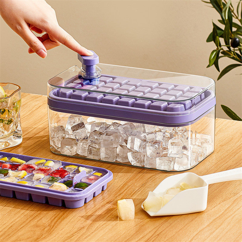 One-button Ice Mold Box with Storage Box and Lid Kitchen Accessories