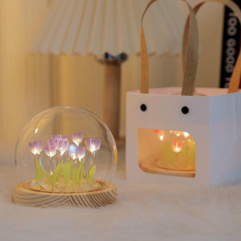 Handmade Tulip Night Light Heat Shrinkable Film for DIY Bedside Decor