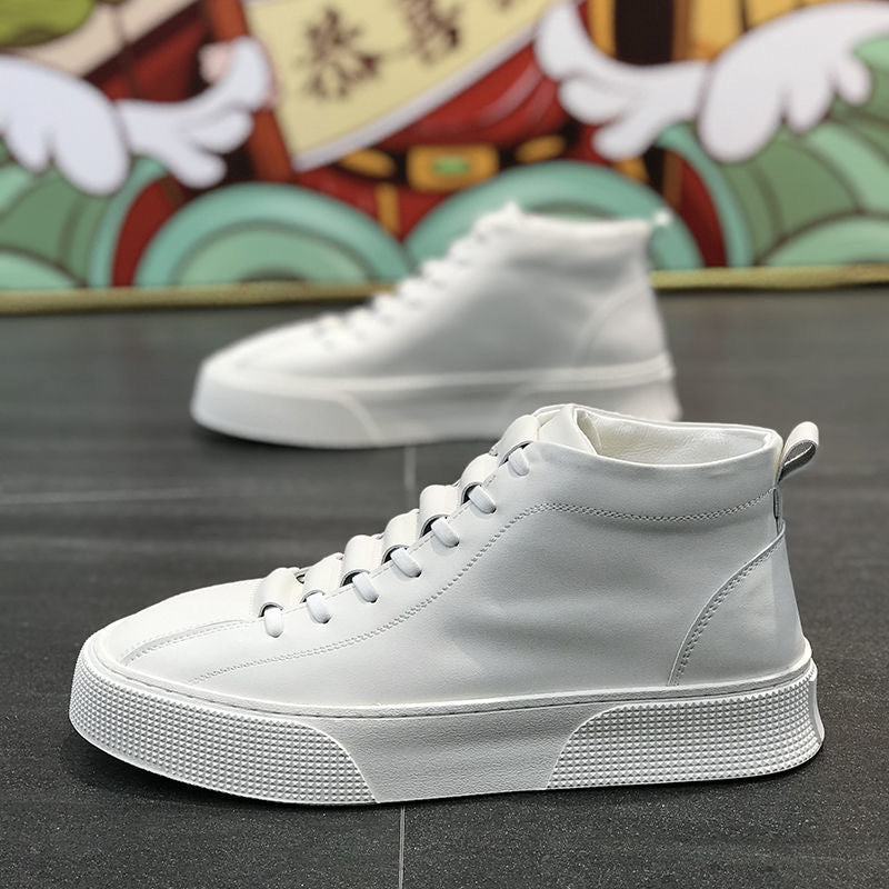 Male Leather High-top Platform Casual Shoes