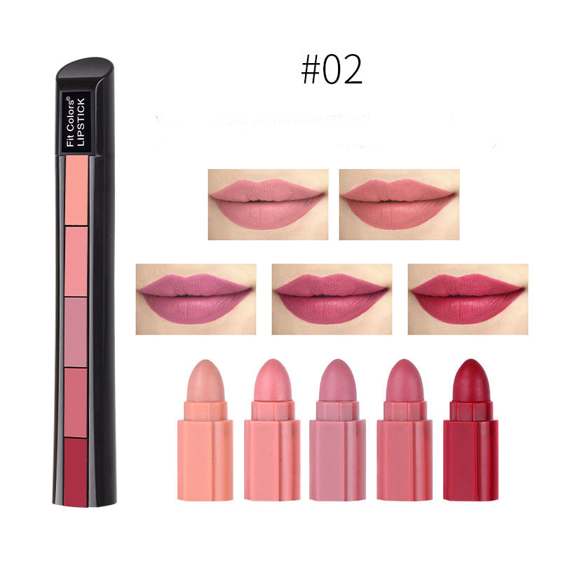 Matte 5-color Lipstick Set Velvet Lip Stick Non-stick Long Lasting Waterproof Sexy Red Lipstick