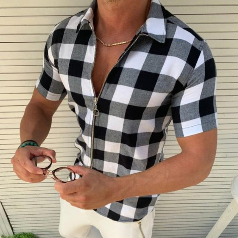 Shirt Mens Zipper Short Sleeve Shirts Summer Men Clothing