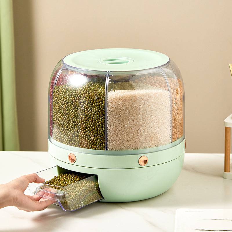 360 Rotating Sealed Rice Dispenser for Large Food Storage Kitchen