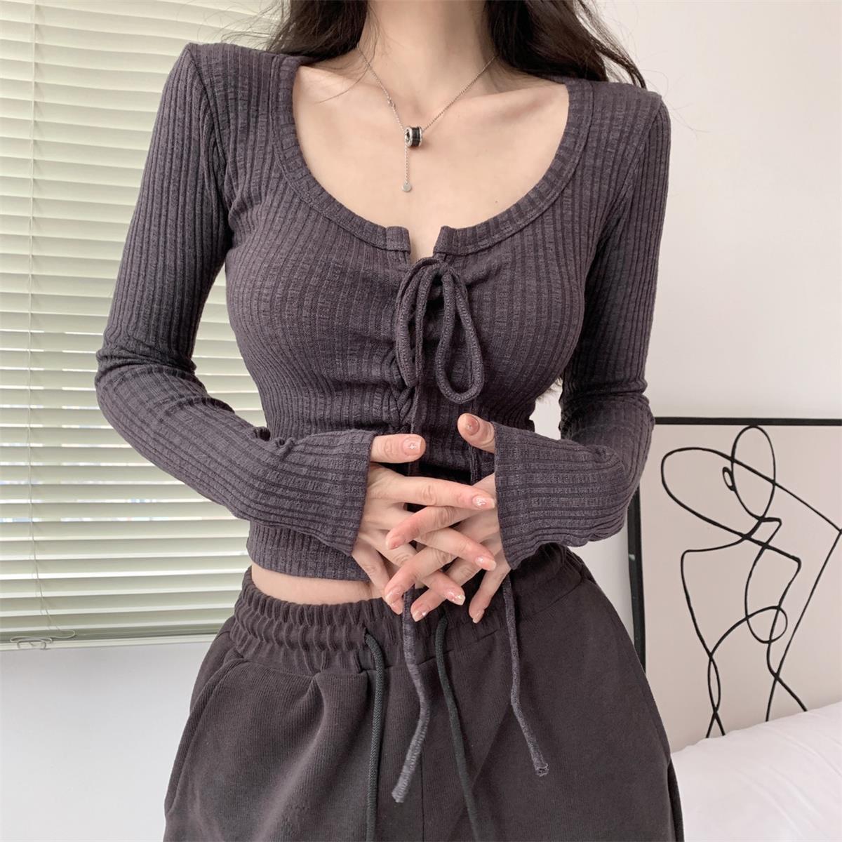 Fashion Ladies Bow Long Inner Bottoming Shirt